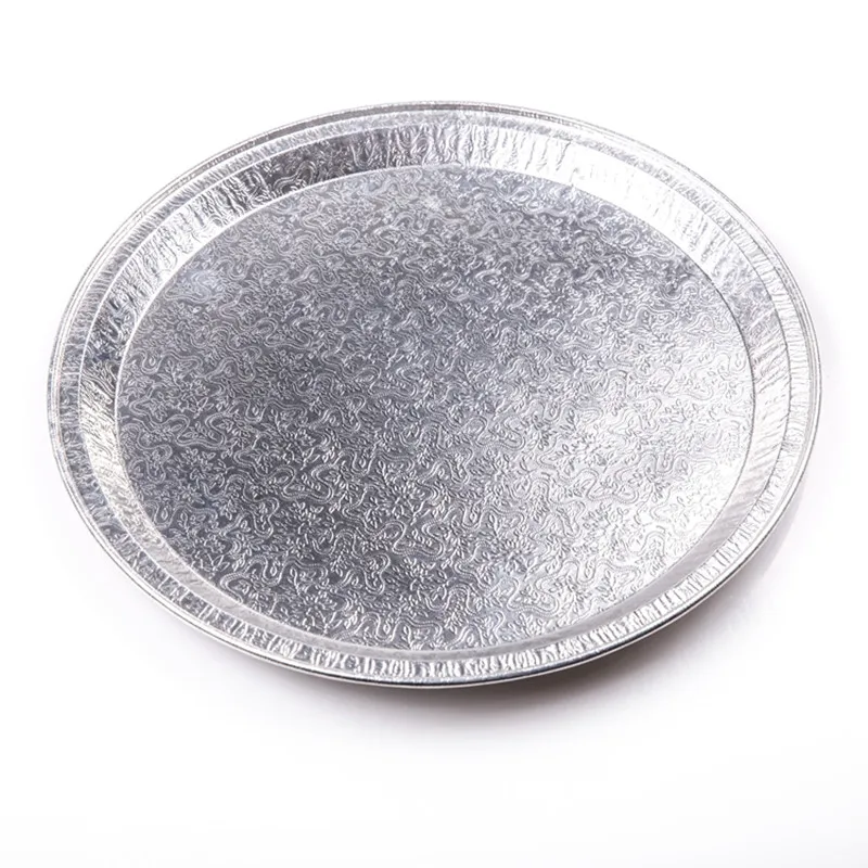 12 Flat Round Aluminum Foil Plate with Ornament (Pack of 5/10/25