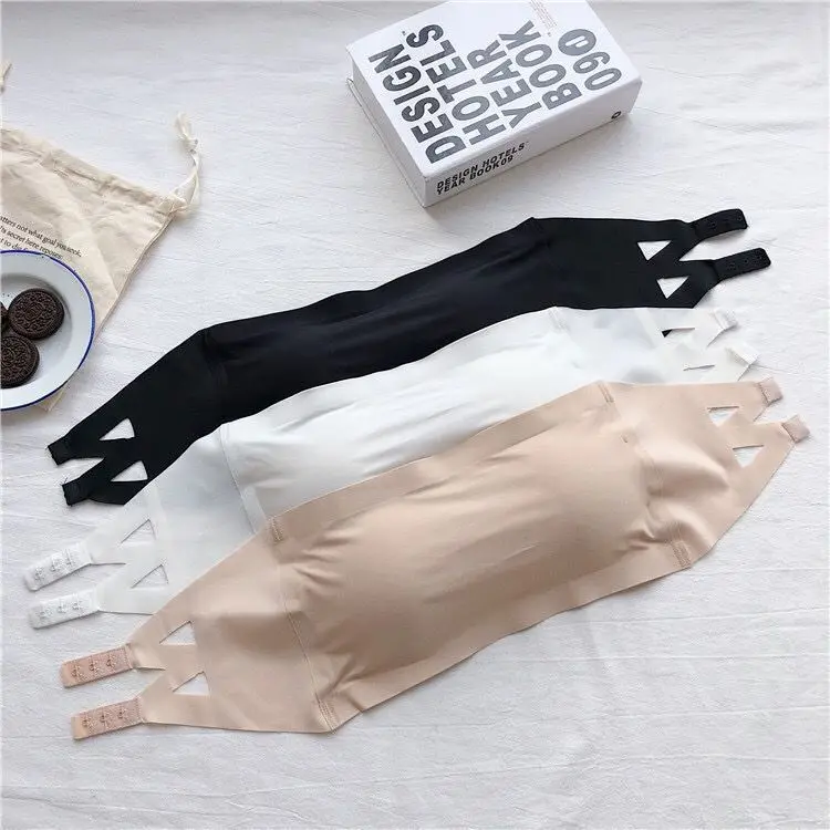 

summer ice silk teen small girls in sweet girl removable padded bralettes beautiful back wrap chest women strapless tube tops