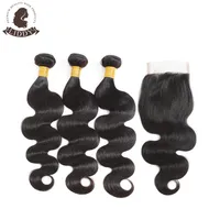 

LIDDY Brazilian Body Wave Hair 3 Bundles With Closure Raw Virgin Cuticle Aligned Hair Extensions For Women