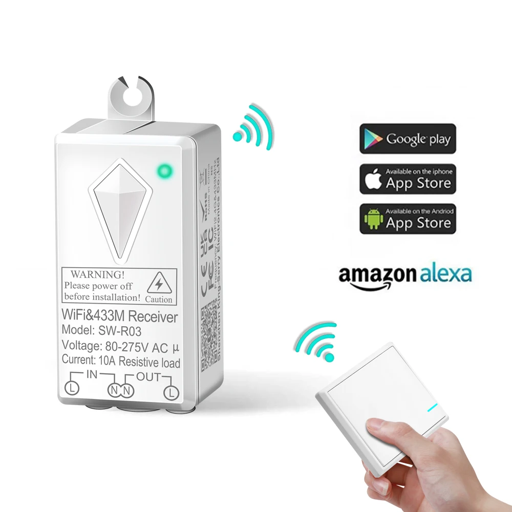 

Waterproof Wall Switch Wireless Relay Work with Alexa and Google Home Electric Switch Wireless Tuya Wifi Smart Switch