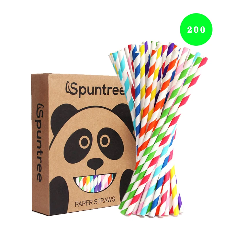 

Wholesale 200pcs boxed eco friendly recycle biodegradable striped paper drinking straws, Colorful