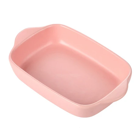 Wholesale cheap double handles baking pan matte restaurant porcelain bakeware.jpg