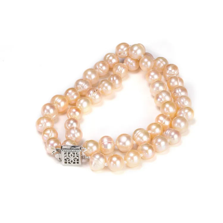 

Amazon 2021 hot sale fashion natural freshwater pearl double row bracelet high-end banquet accessories, As picture