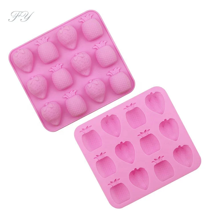 

Spot wholesale 12 strawberry pineapple silicone cake mold chocolate ice tray mold creative mousse cake mold
