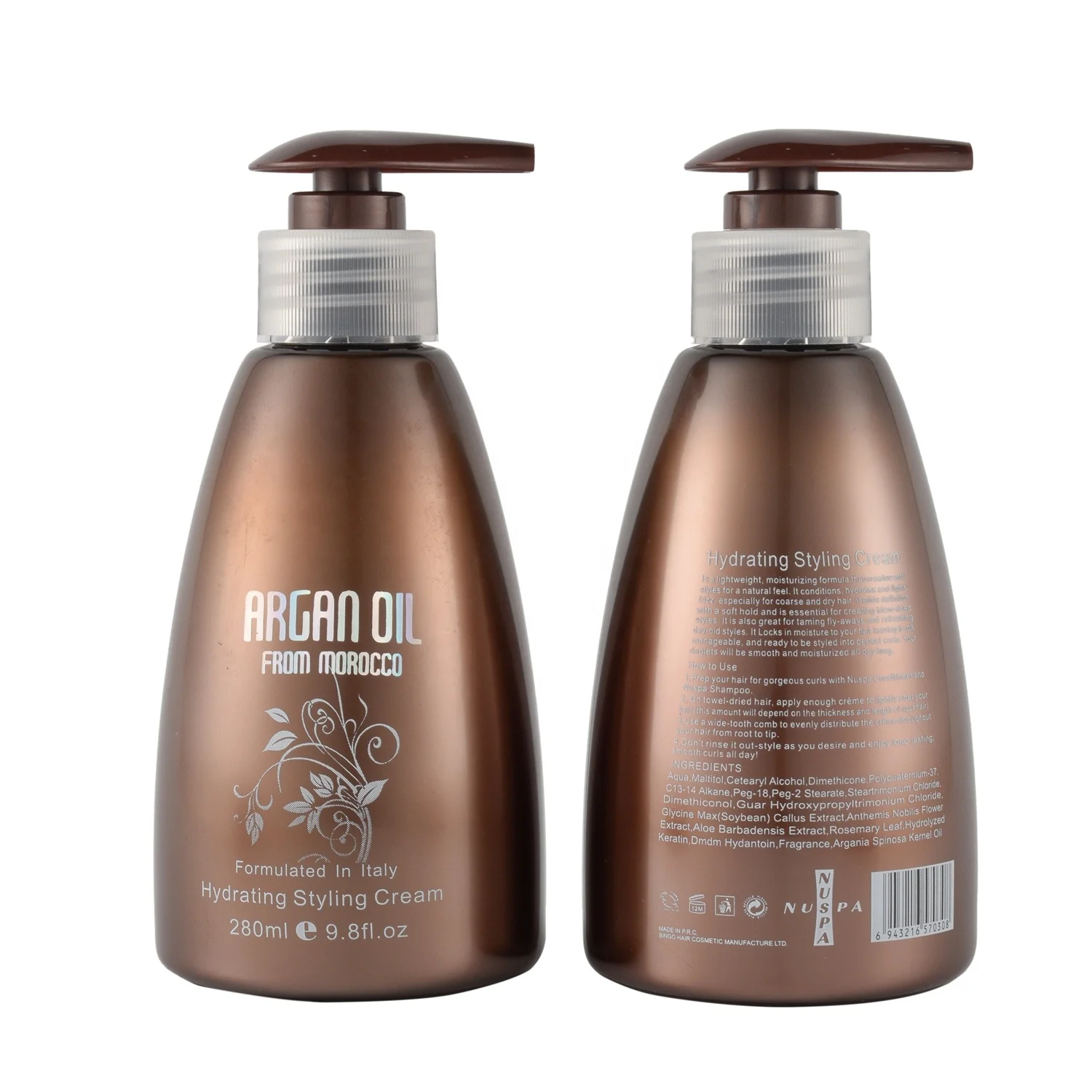

Argan Oil OEM hair styling gel with keratin Protein Vitamin B5 sculpting lotion long lasting hold shine Hydrating Cream 280ml
