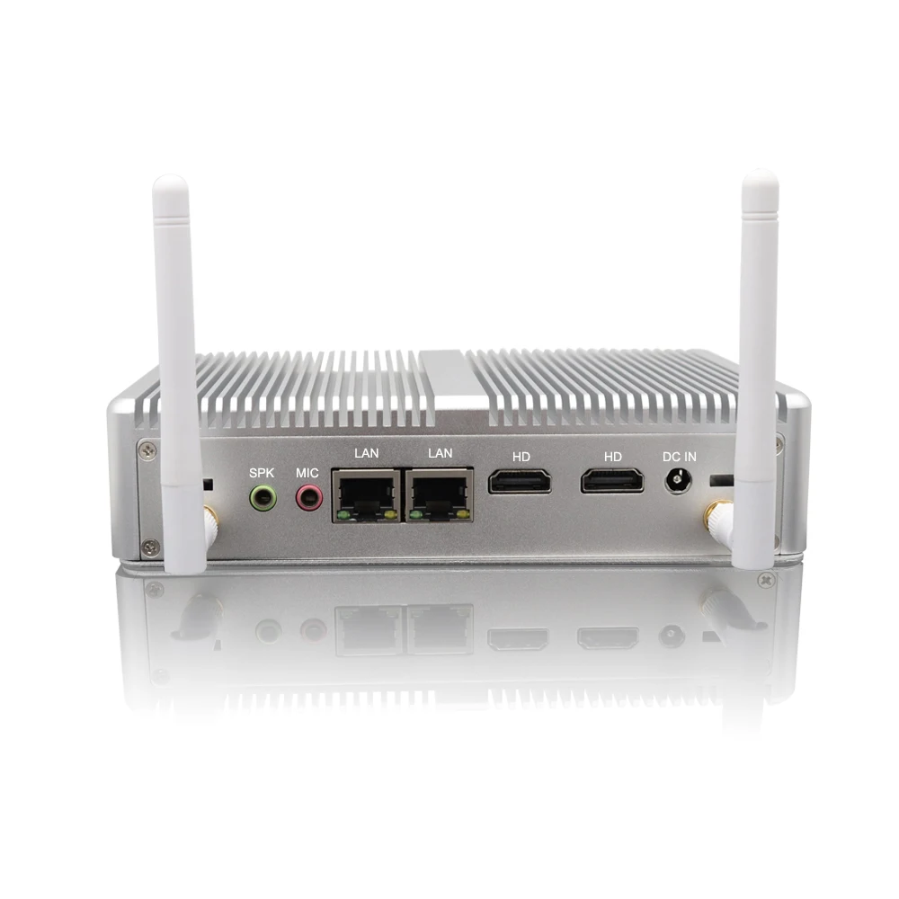 

Cheapest Fanless Mini Pc Intel Core N3150 L dual LAN dual HD MI Quad core 4*USB3.0 2*USB2.0 HDD + SSD with DUAL WIFI antennas