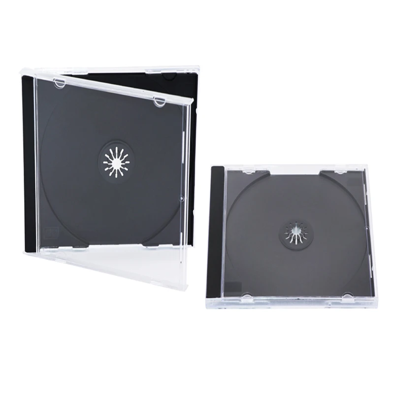 

Black Tray Storage CD DVD Plastic Media Packaging Single Disc 10.4mm CD Jewel Case, Clear / black / color