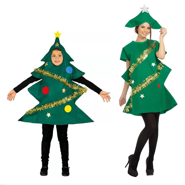 

Children Adults Green Xmas Tree Cosplay Clothing for Christmas Funny Party Cos School Stage Drama Christmas Tree Cos Costumes