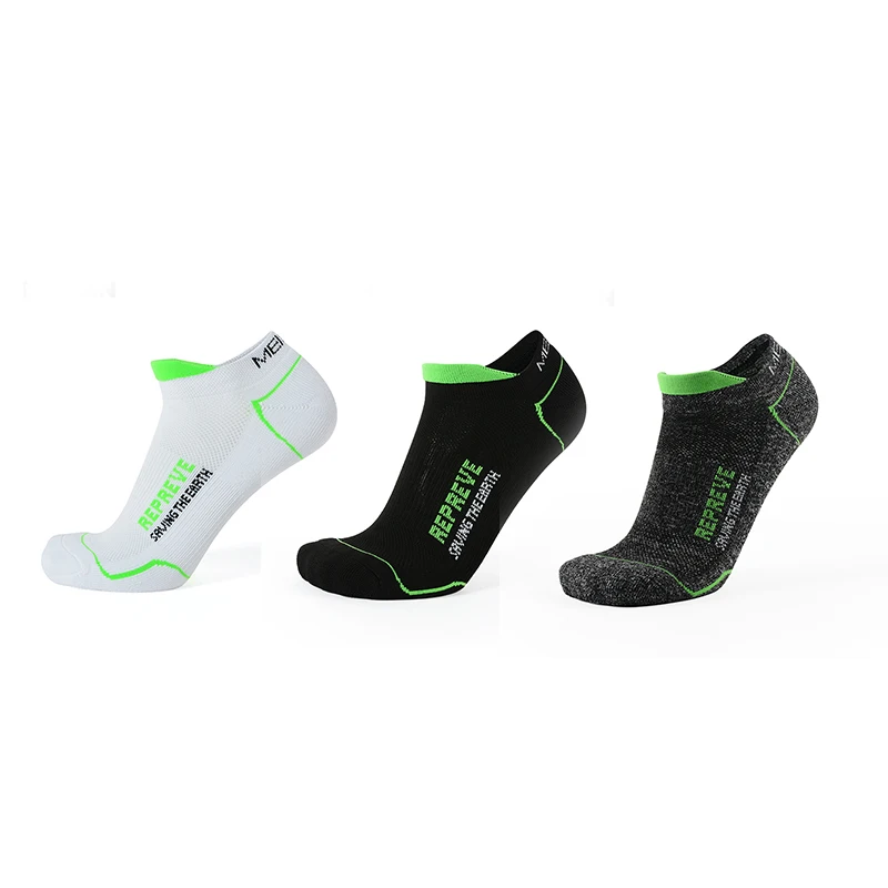 

MEIKAN Quick Dry Cycling Athletic Socks Ankle Cushion Anti slip Compression Custom Sport Socks Men with Tab, 3 colors