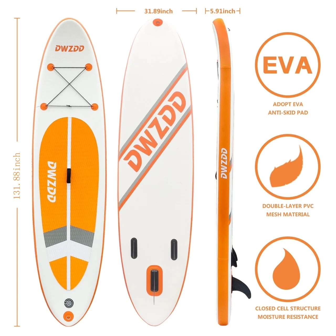 

High quality china factory inflatable standup paddle board, Orange