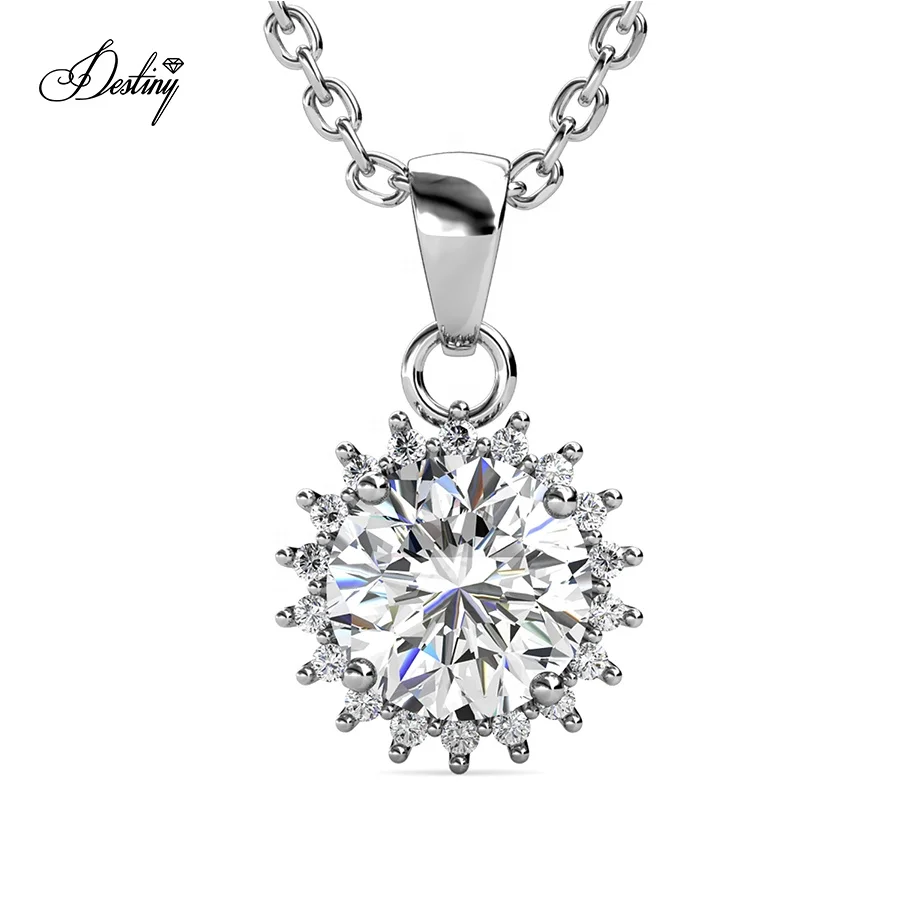 

High Grade Moissanite Diamond Sterling Silver 925 18k Gold Plated 1 Carat Flower Women Pendant Necklace Destiny Jewellery 2021