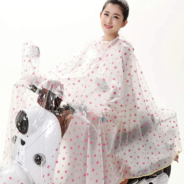 

Highly quality Waterproof Big Hat Transparent PVC Printing Motorcycle Person Poncho Adult Hooded Impermeable Raincoat