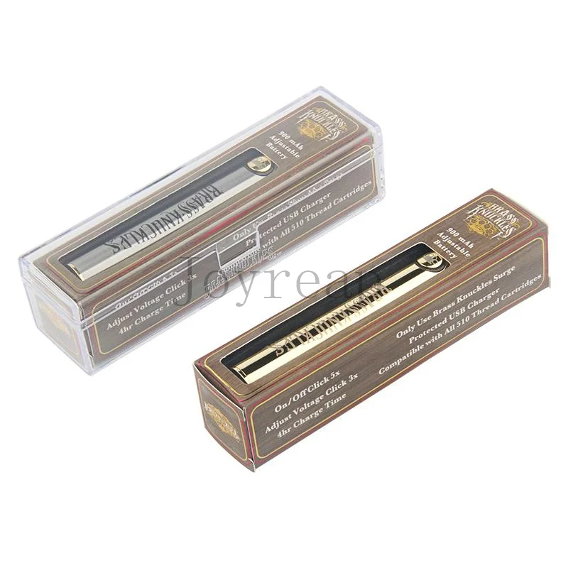
CBD Vape Pen Brass Kunckles BK 510 thread Battery 900mAh/650mAh Variable Voltage with Gift Box Packing 