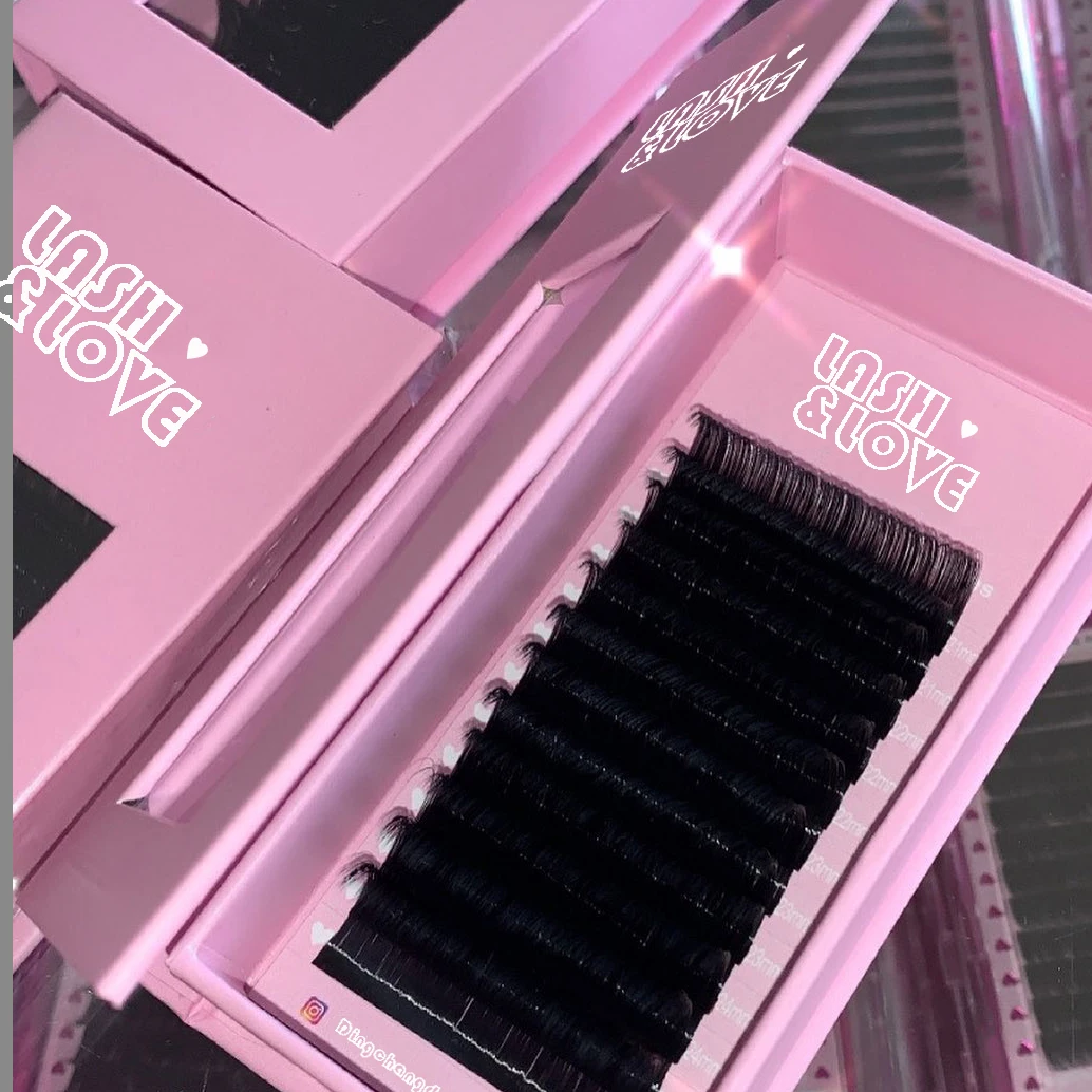 

Wholesale Price J B C D Dd M L Korean Pbt Fiber Silk Eyelashes Extension, Matte black