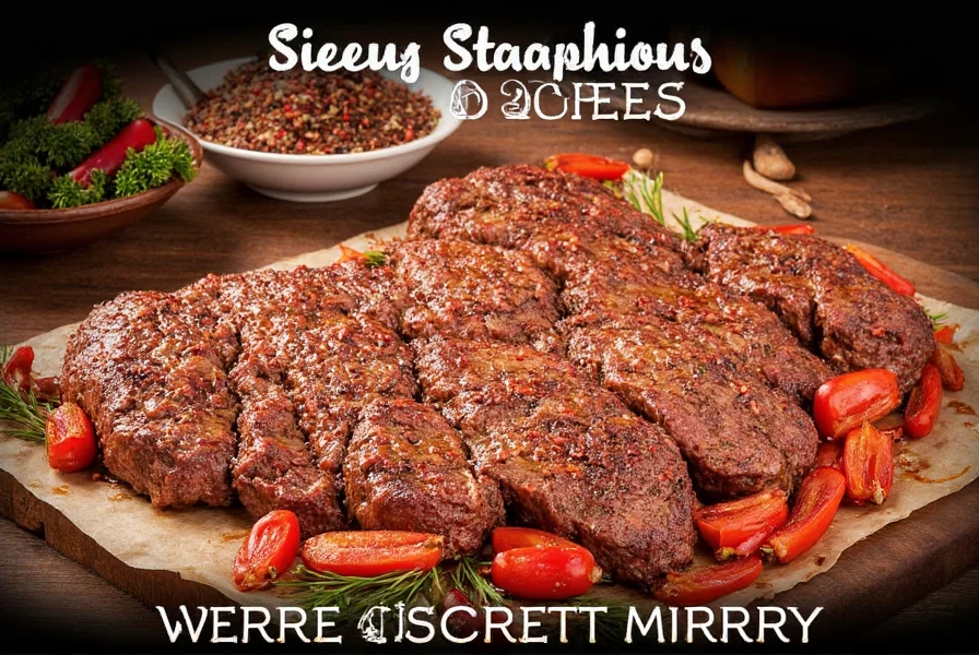 Beautifully seasoned beef steak on a plate