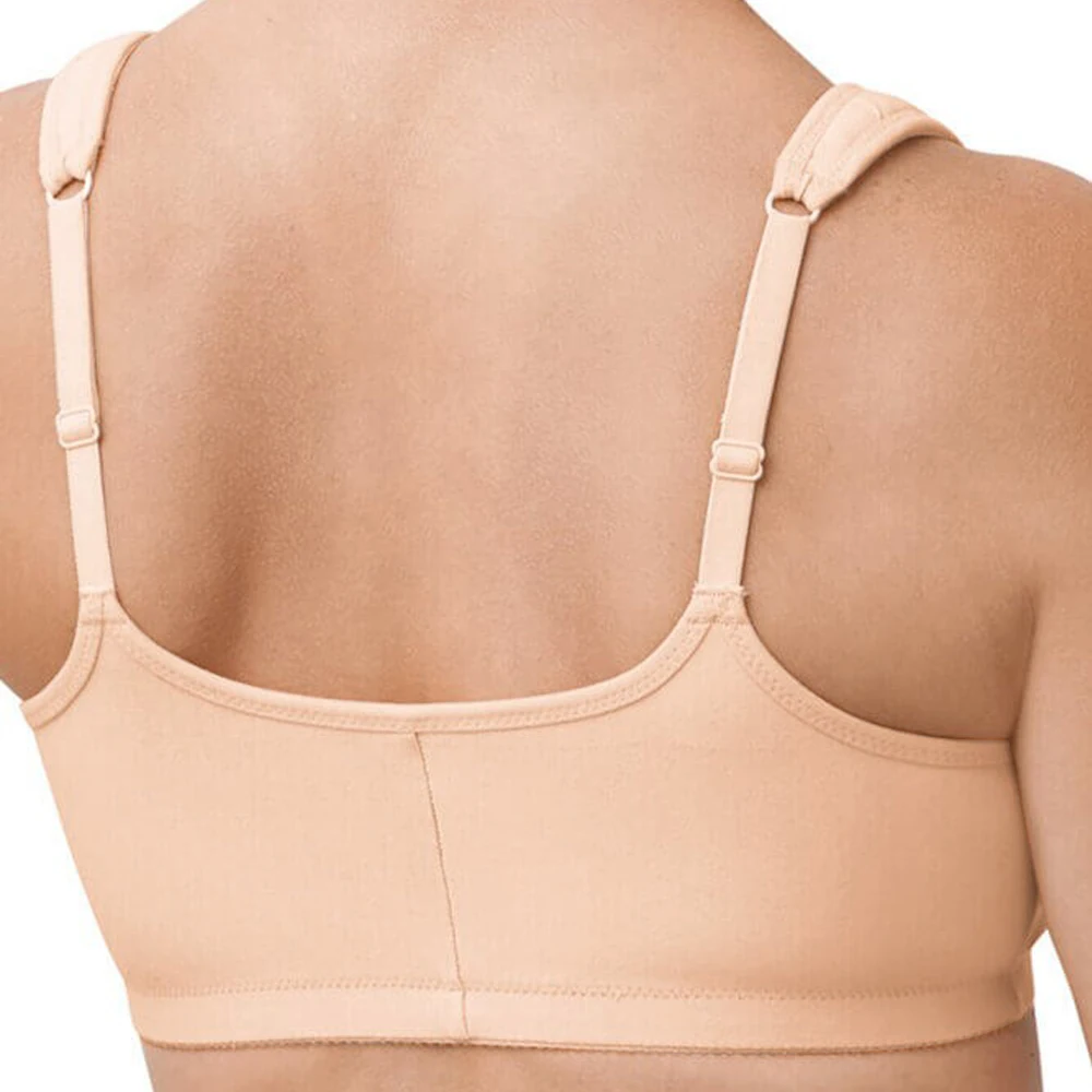 
Women wholesale Wide Strap Front closure Soft Mastectomy leisure plus size Bra with breast pocket 