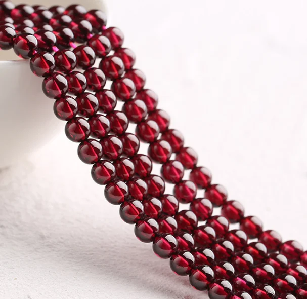 

High Quality Clear 5A Grade Natural Garnet Gemstone Round  Stone Beads for Jewelry Making DIY Bracelet Necklace, Red