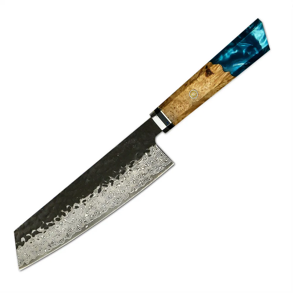 

Blue Resin Handle Best Damascus Steel Kitchen Knives