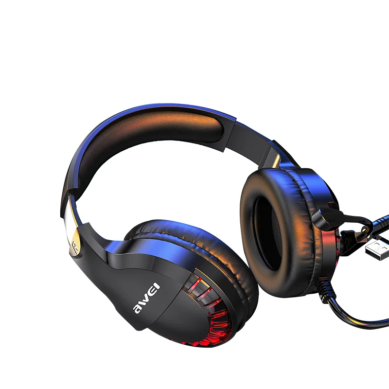 

USB Headband Games gaming gamer headset headphones gamer wired headphones, Black