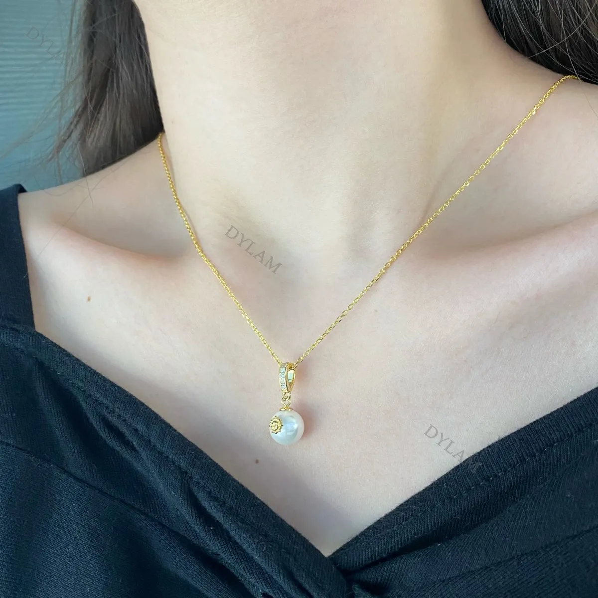 

Dylam 925 Sterling Silver Necklaces Pendant Jewelry Baroque Freshwater Trendy Statement Real Fresh Water Pearl Choker Necklace