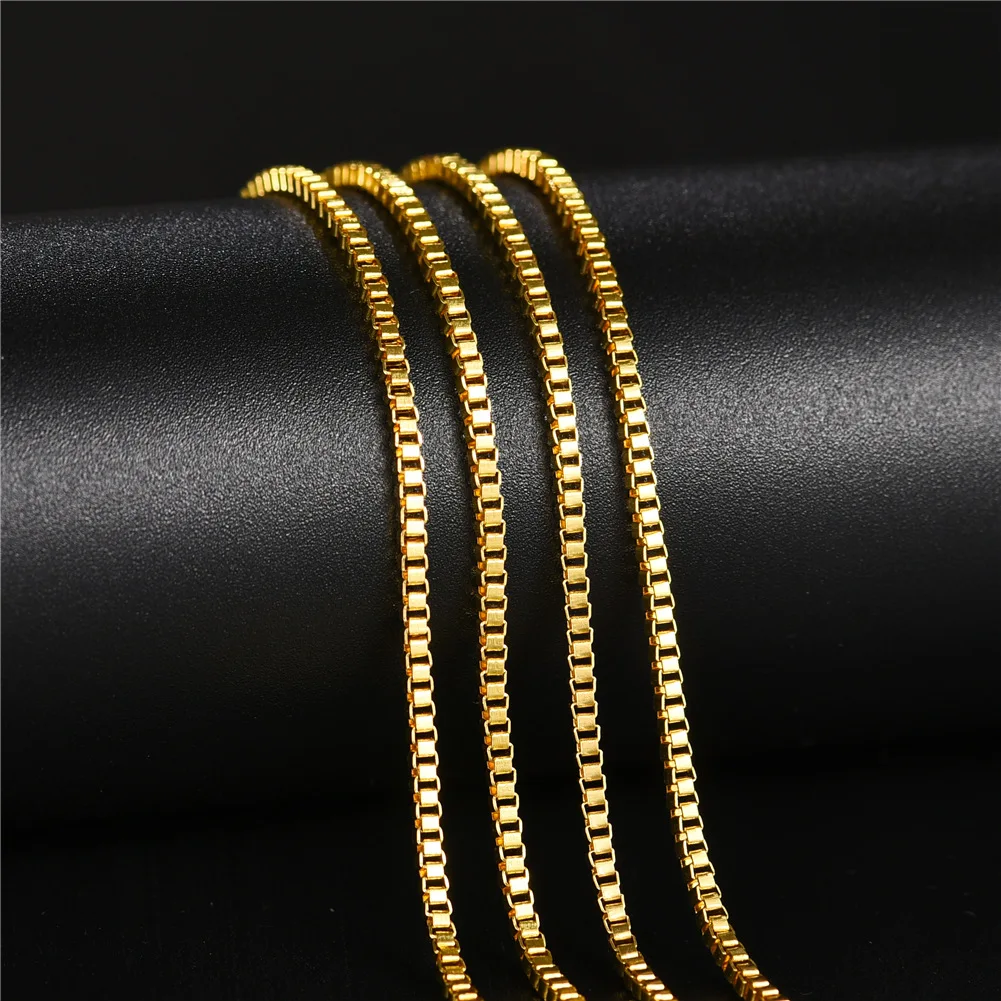 

Ready to Ship 18k Gold Chain Jewelry Simple Men Women Stainless Steel Long Round Box Chain Necklace