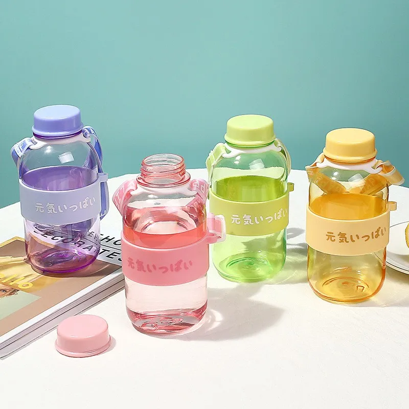 

Portable creative high-value student outdoor sports plastic water cup, Green, pink, yellow, blue