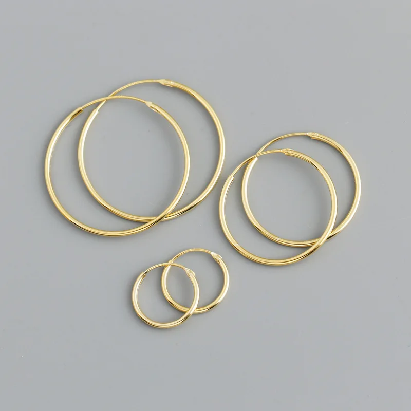 

925 Sterling Silver Earrings Fashion Korean Simple Hoop Earrings for Women Men Round Circle Earrings Hoops Ear Jewelry(KST014), Same as the picture