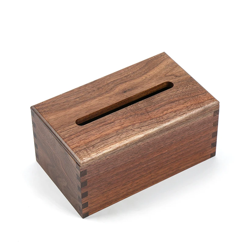 

Stock Black Walnut Wooden Tissue Box Holder Paper Cover Wood Desk Storage Boxes for Bathroom Kitchen and Office