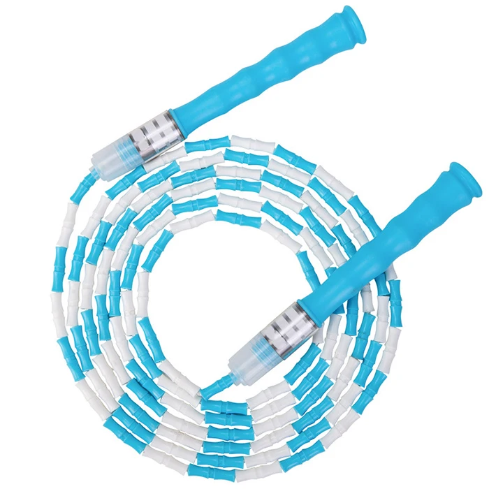 

High quality kids jump ropes free sample 3 colors beaded jump rope customized logo packaging PVC jump rope, 3colors