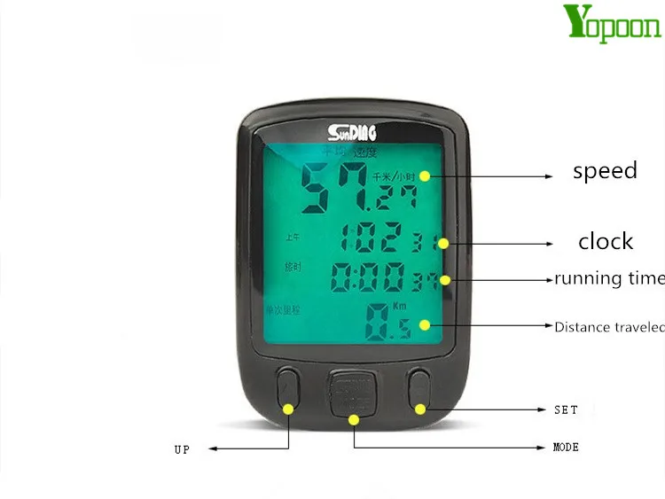 WEST BIKING Bicycle English Computer Odometer Speedometer Waterproof Stopwatch Digital Speedometer Wired Exercise Bike Computer