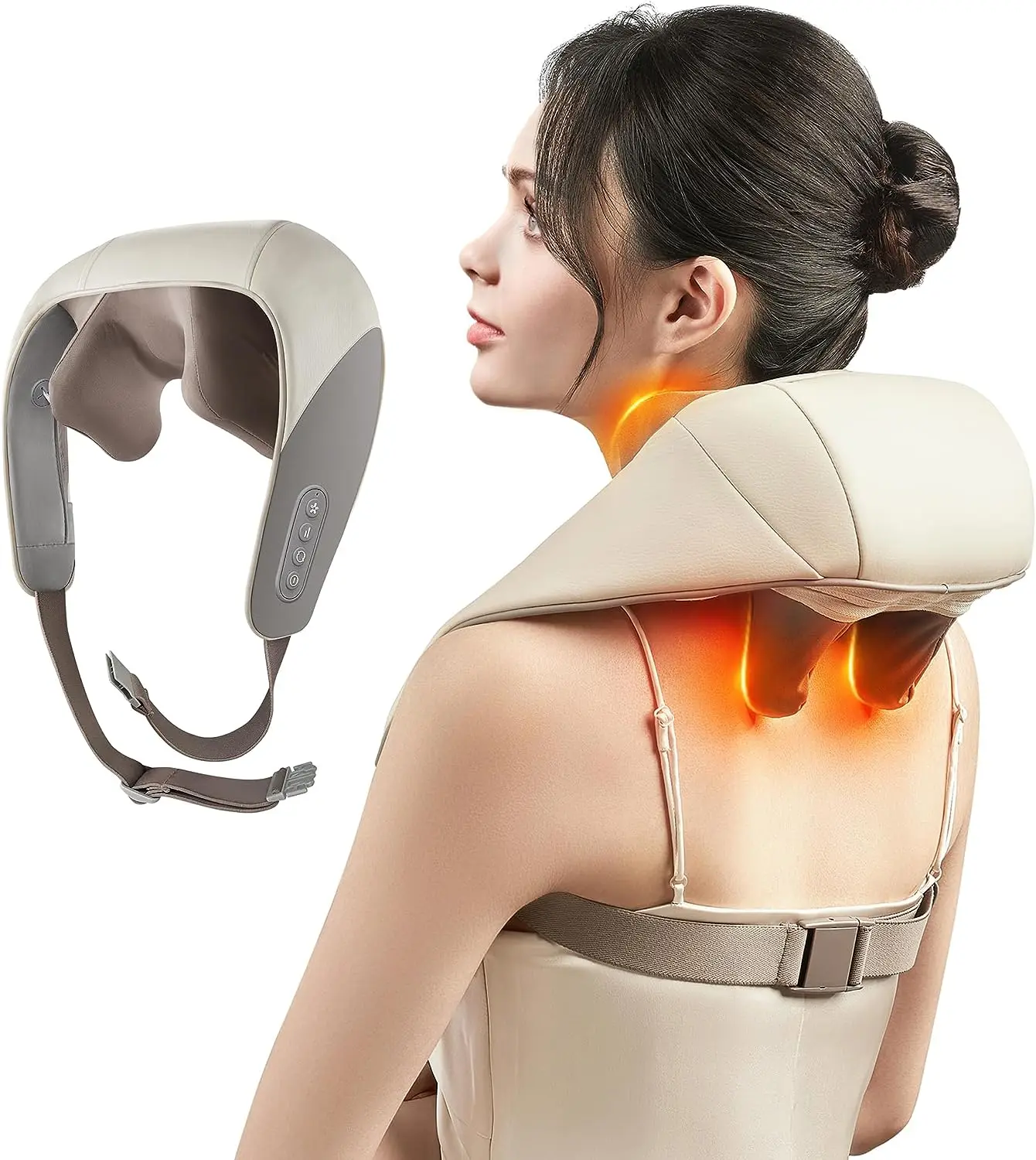 

Manufacturer 8D Shiatsu Neck Massager Shoulder Kneading Neck Massager with Heat for Pain Relief Deep Tissue