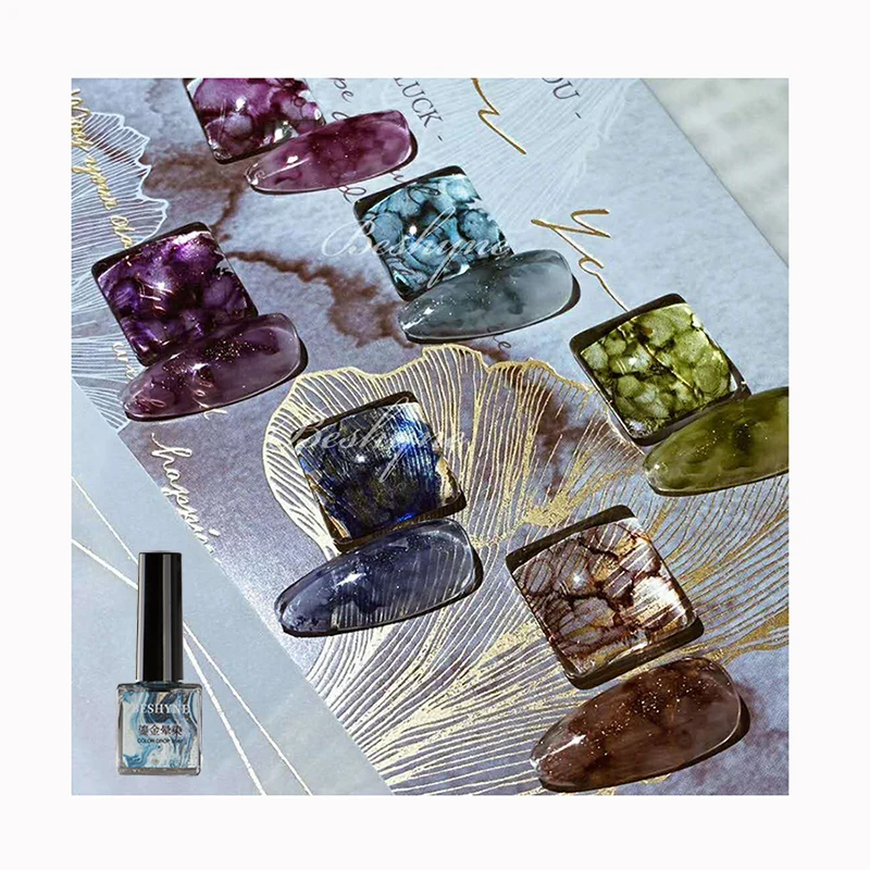 

Nail kit professional Private Label Nail Art Paint air dry gel beshyne glitter Marble Liquid Ink, 6 colors