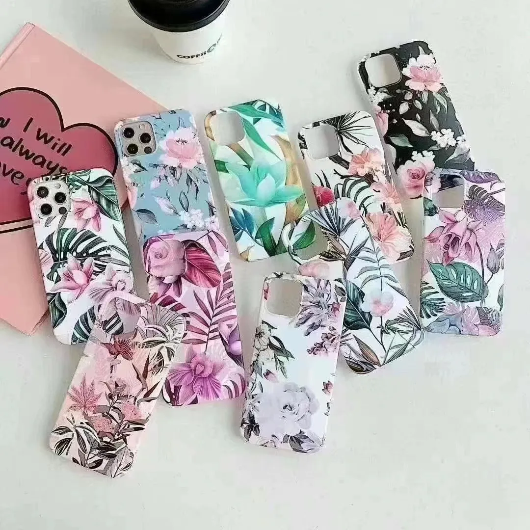 

Hot Art Flowers Banana Leaf Phone Case For iPhone 13 11 12 Pro Max XR XS Max 7 8 Plus X 12 Mini Soft IMD Phone Back Cover Cases, Multi colors