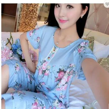 

Women Pajama Set Round Neck Sleepwear Sexy Nightwear Soft Sleep Wear