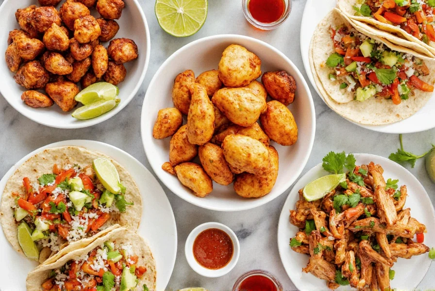 Various dishes featuring chipotle pepper sauce including tacos, grilled chicken, and dipping sauce