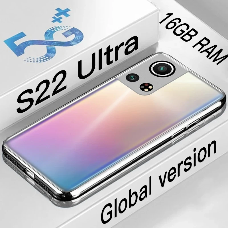 

S22 Ultra Smartphones 5G 16GB RAM 512GB ROM Global Version Cellphones 10Cores 24MP+48MP Mobile Phones Andriod 10 6000mAh Face ID, Silver,blue,black