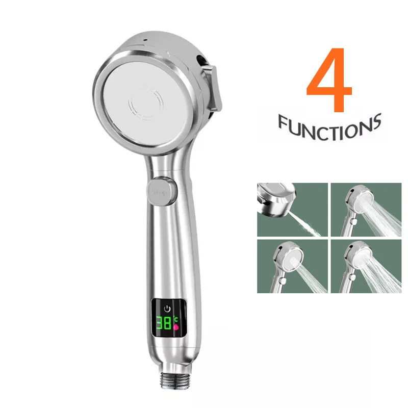 

4 Setting High Pressure temperature display Handheld Shower Head with Digital Temperature Display