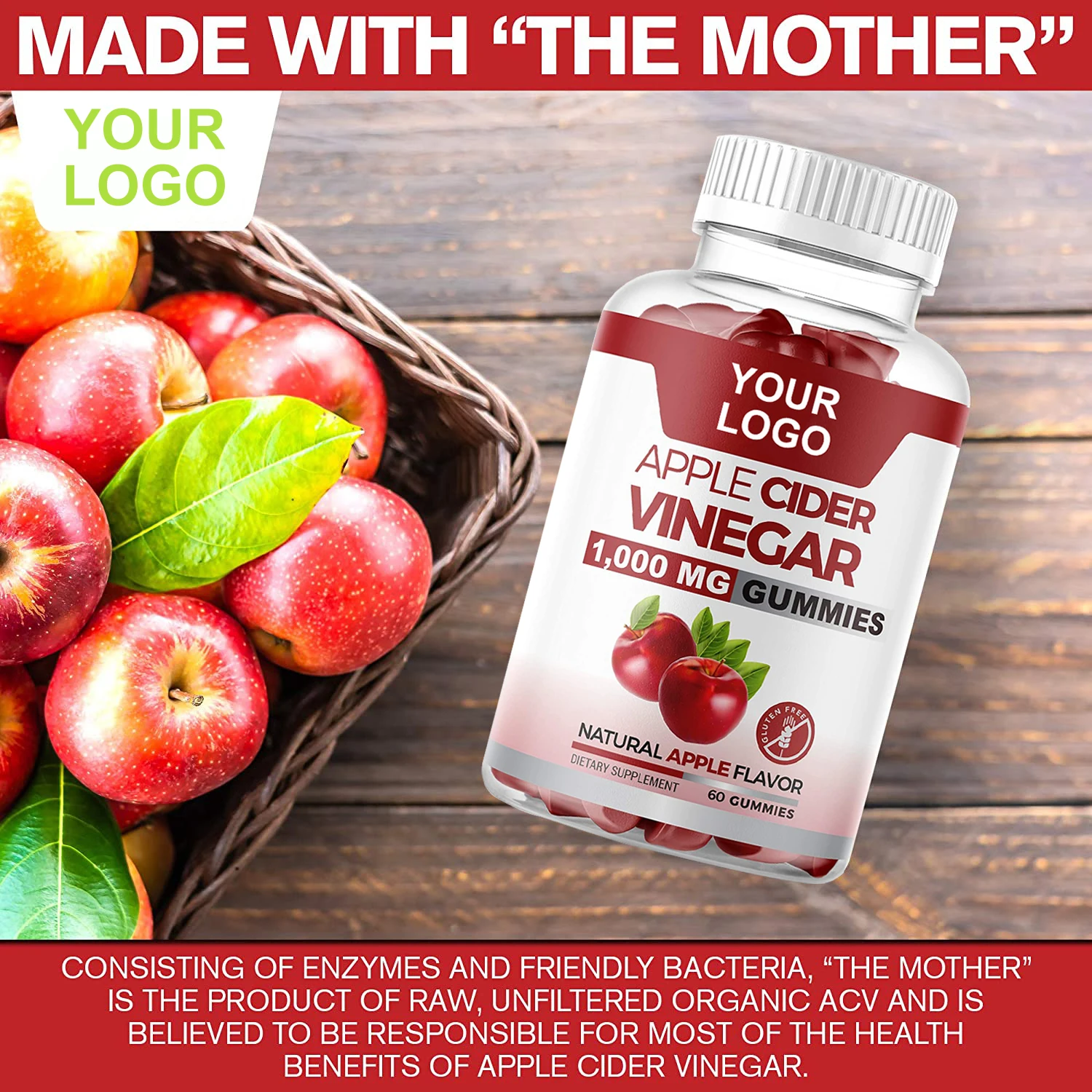 L Carnitine Supplement Organic Health 1000mg Vegan Apple Cider Vinegar