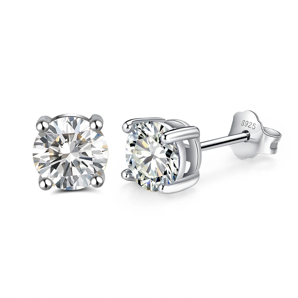 RINNTIN SE84 Minimalism Fine Jewelry Daily Wear Muti-color Sterling Silver 925 Cubic Zircon Round-Cut Stud Earrings Women Unisex