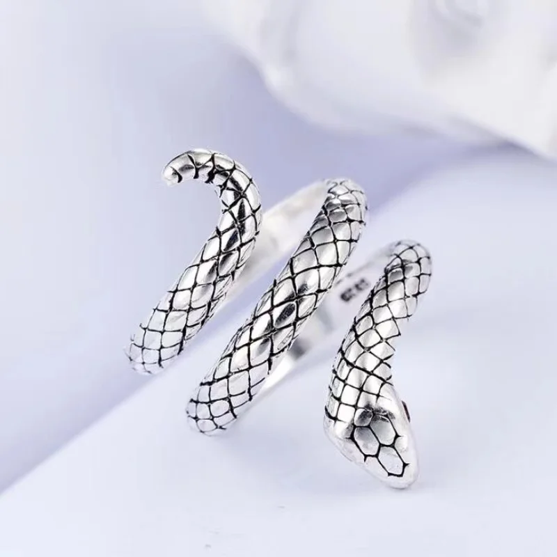 

Vintage Distressed Punk Jewelry Snake Shaped Ring Cobra Opening Ring Sliver Adjustable Snake Ring