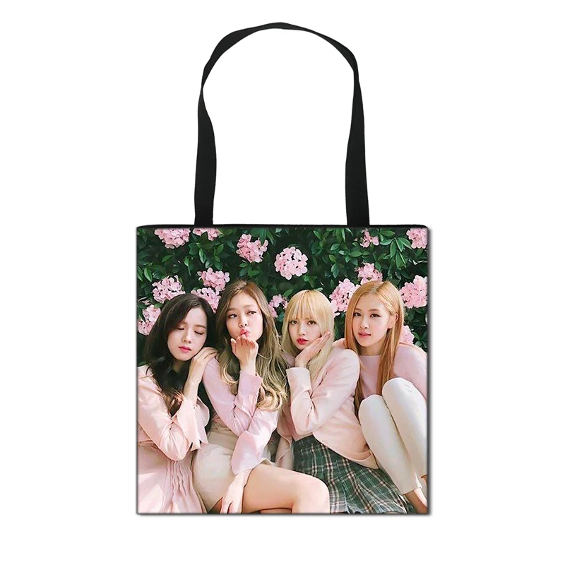 

Female Fashion Tote Bag Women Handbag Blackpink Large Capacity Shopping Bag Shoulder Bags Foldable Easy To Carry, Black