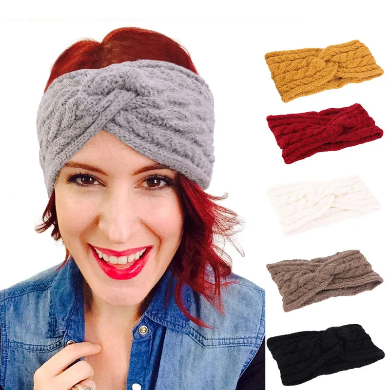 

Winter Knitted Headband For Women Soft Stretch Wool Ear Warmer Turban Girls Makeup Knot Cross Headwear Band Hair Accessories