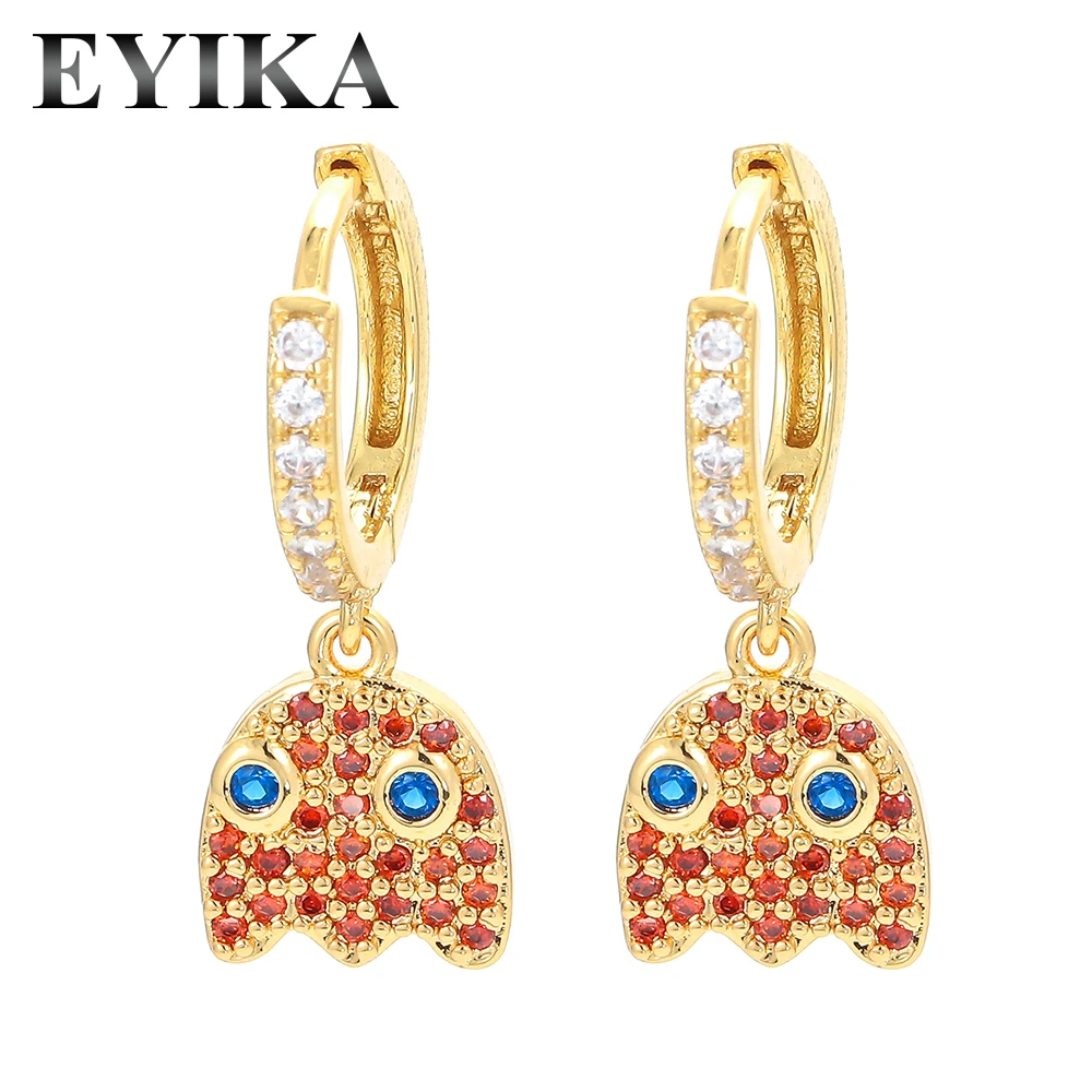 

Novel Owl Colorful Zircon Earring 18K Gold Plating Hoop Earrings For Girl Women Jewelry Factory Outlet