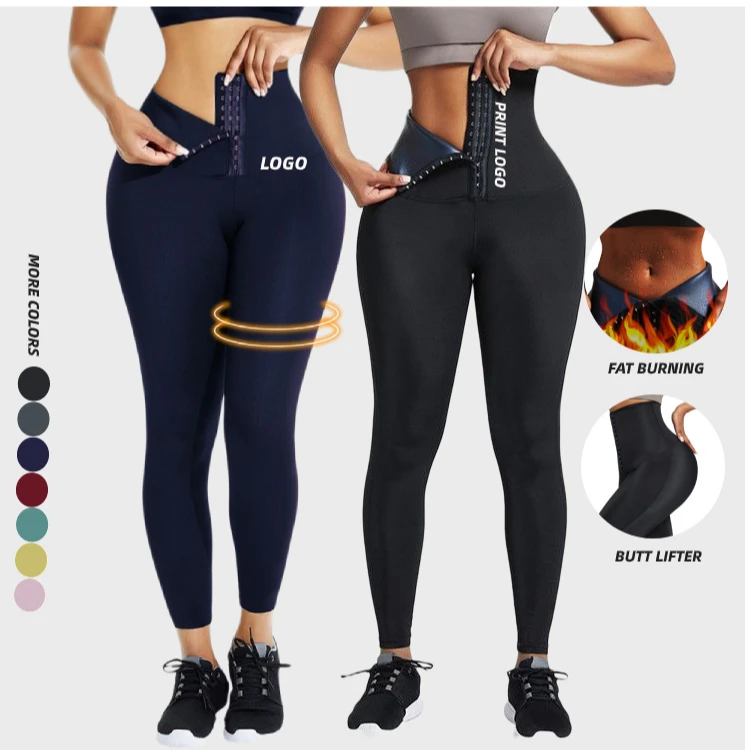 

Customized logo hot selling plus size corset legging waist trainer legging woman sweat shaper leggings, Black