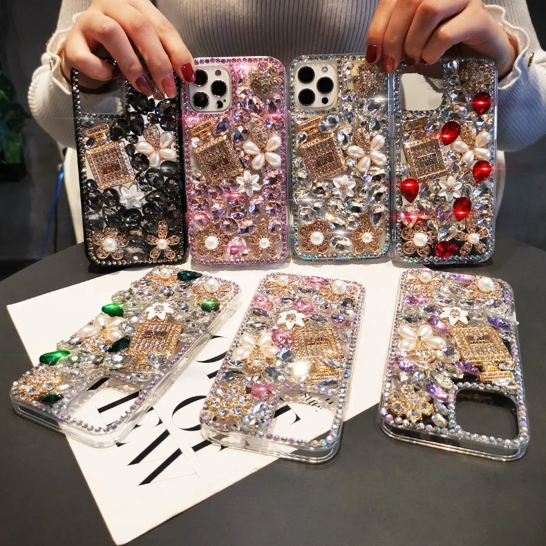 

Bling Glitter Rhinestone Diamond Perfume Bottle Mobile Cell Phone Case Back Cover for iphone 6 7 8 x xs 11 12 mini pro max