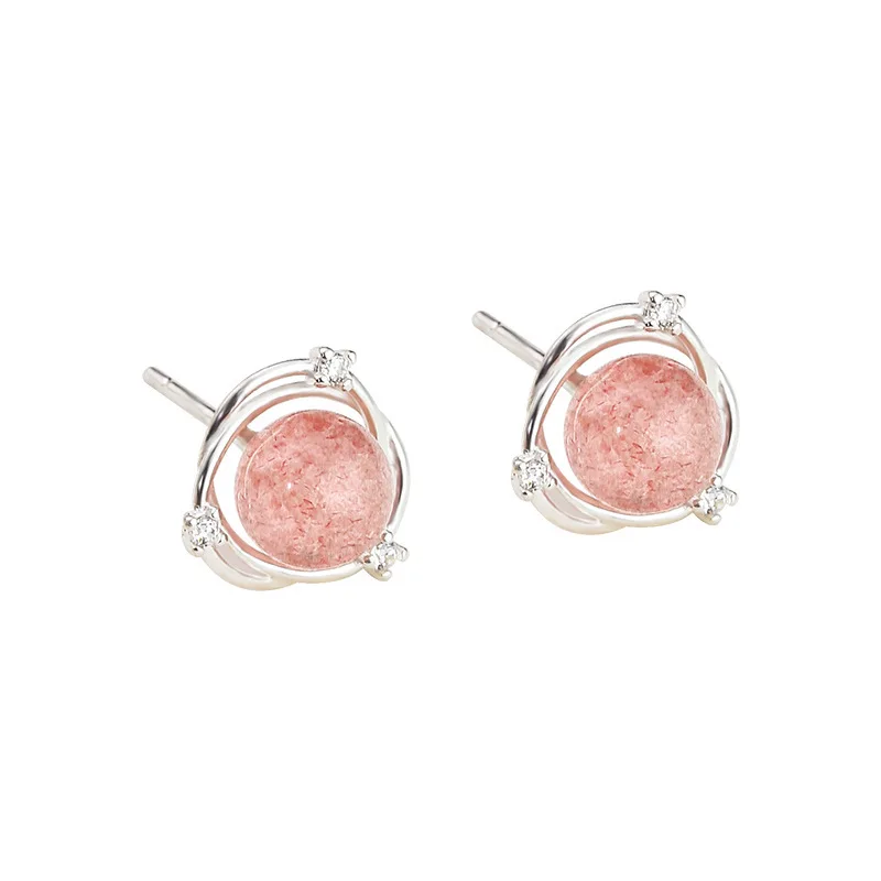 

Attractive Style Zircon Strawberry Earrings Crystal Star Ear Loop Sterling Silver Eardrop, Picture