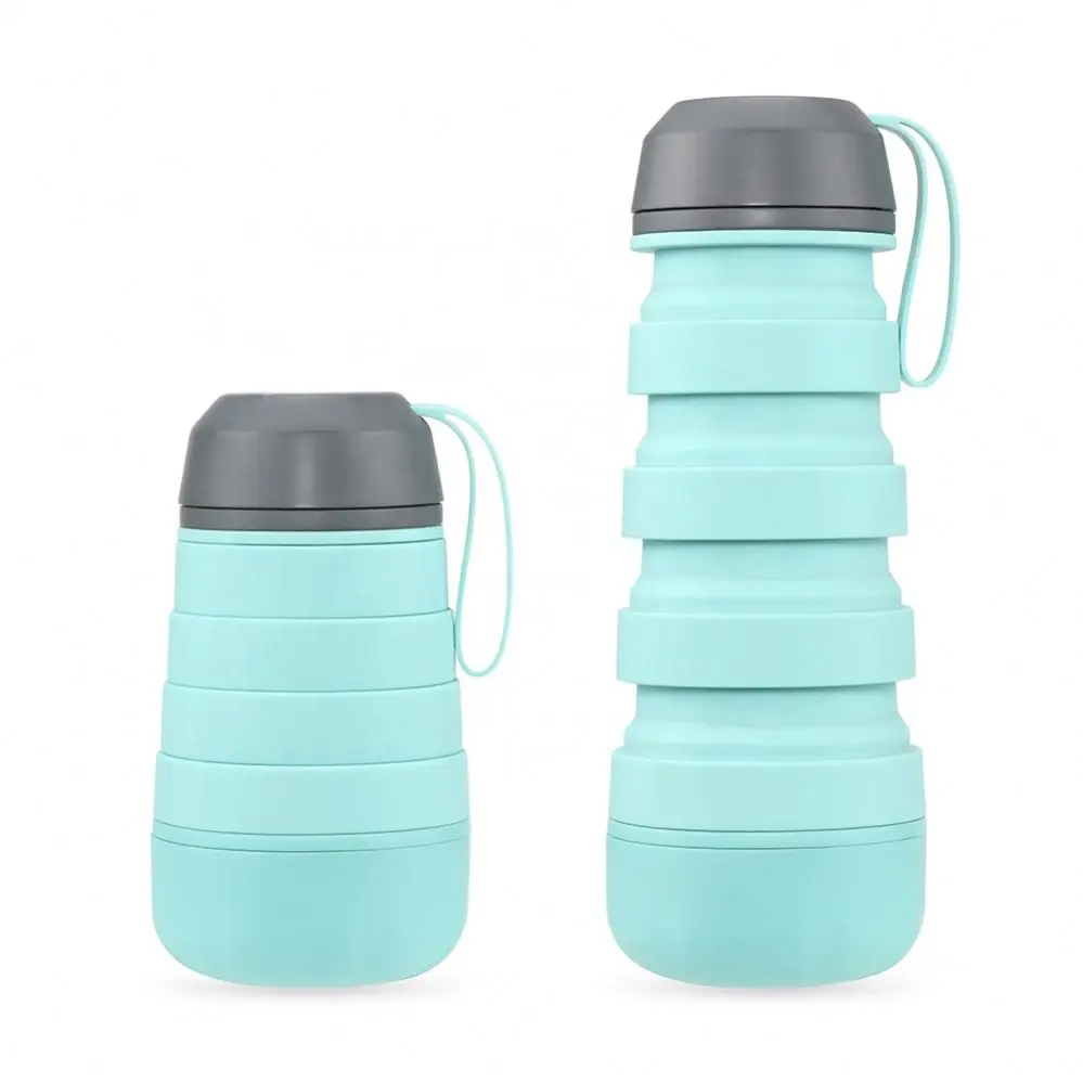 

2021 New products silicon drinking collapsible water bottle/foldable water bottle, Pink,green