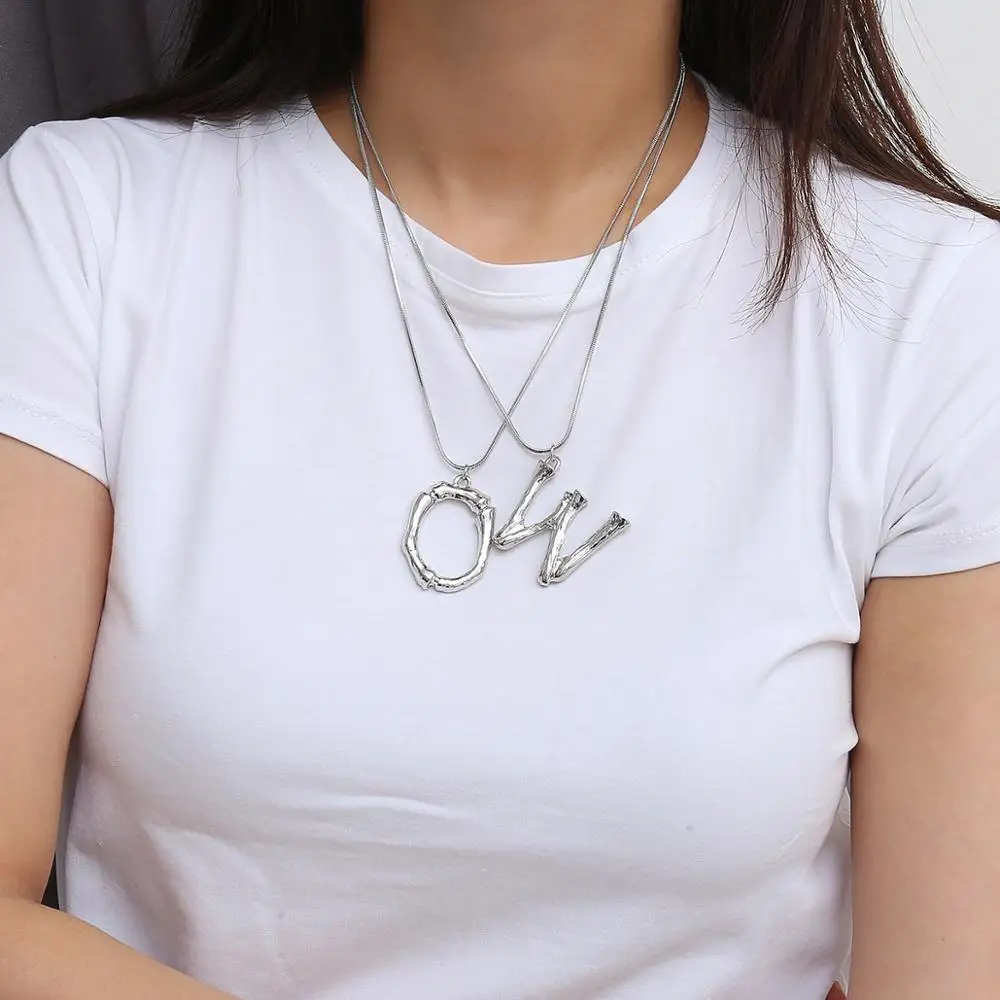 

Ruigang 26 A B C D E F G H I J K L M N O P Q R S T U V W Y X Sterling Silver Plated Letter Initial Alphabet Necklace, Gold