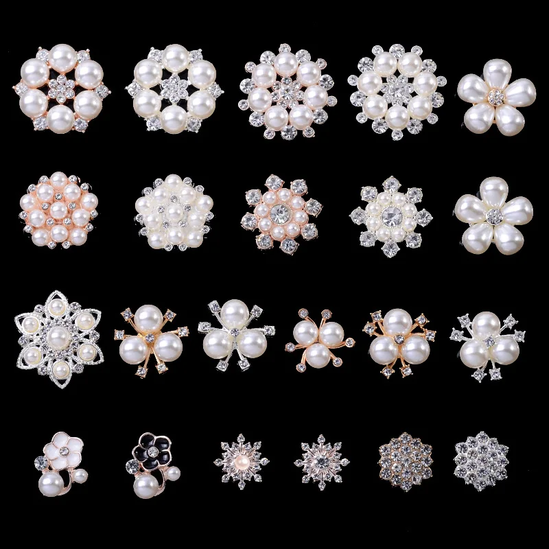 

JC wholesale decorative pearl flower garment accessories for clothing alloy diy bag hair accessories materials