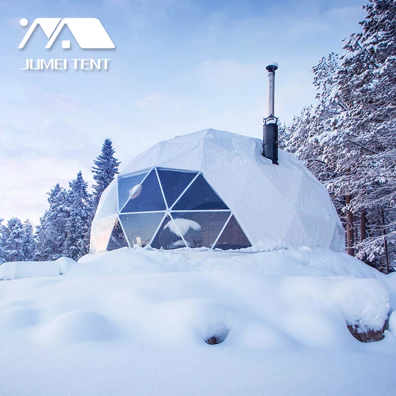 

6m Diameter Outdoor Winter Glamping House Geodesic Dome Tent With Wooden Door